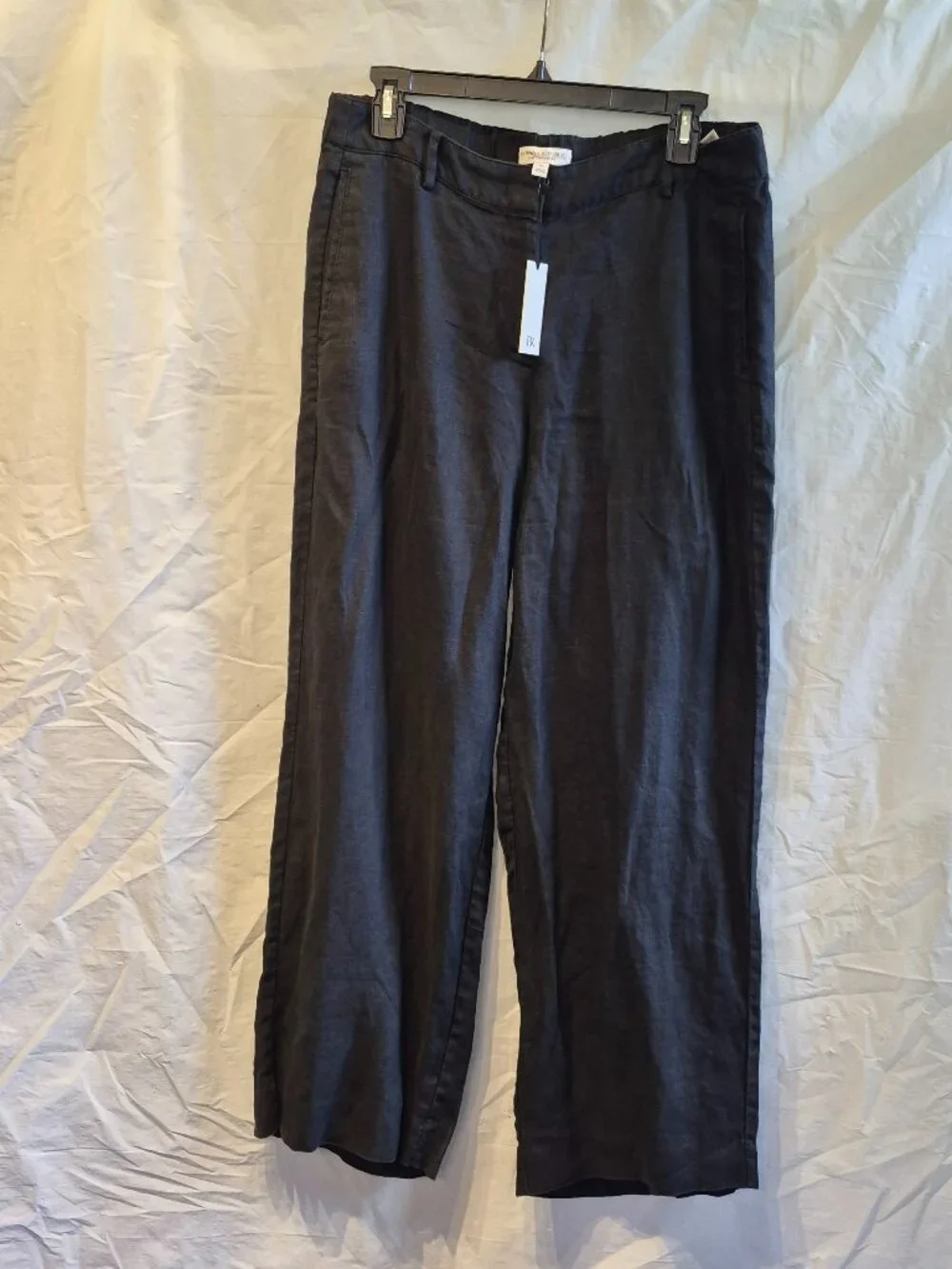 NWT Banana Republic M Black The Everyday Wide Leg Pant in Linen Lightweight